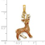 14K 3-D Enameled Red-Nosed Reindeer Charm - Image 3