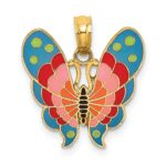 14K Multi-Color Enameled Butterfly Charm