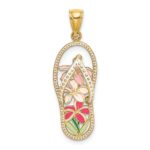14K Multi Color Enamel Flower Flip-Flop Charm