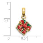 14K 3-D Enameled Green Gift Box with Red Bow Charm - Image 5