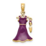 14K 3-D Purple Enameled Dress with Moveable Dangle Shoe Charm - Image 4