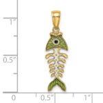 14k 3-D  Green Enamel Fish Bone Charm - Image 3