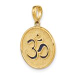 14K Enameled Om Symbol with Lotus Flower on Reverse Charm - Image 3