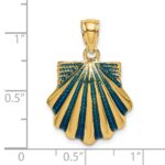 14K Blue Enamel Scallop Shell Charm - Image 3