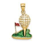 14K Multi-color Enamel 2-D Golf Ball Charm