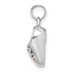 14K White Gold 3-D Pink Enamel Baby Shoe Charm - Image 2