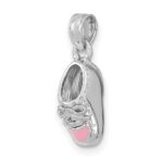 14K White Gold 3-D Pink Enamel Baby Shoe Charm - Image 5