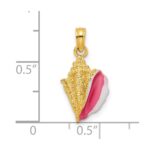 14k Textured Pink and White Enamel Conch Shell Pendant - Image 3