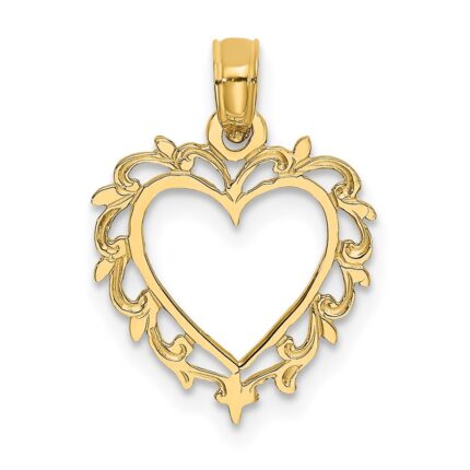 14K Heart with Lace Border Charm