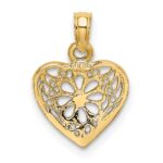 14K 2-D Filigree Heart with Flower Design Charm - Image 4