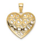 14K Diamond-cut Heart Pattern On Heart Charm - Image 3