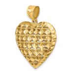 14K 3-D Filigree Diamond-cut Puffed Heart Pendant - Image 5
