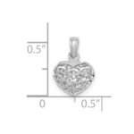 14K White Gold 3-D Diamond-cut Mini Puffed Heart Charm - Image 3
