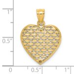 14K 3-D Diamond-cut Puffed Heart Charm - Image 3