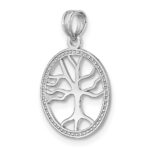 14K White Gold Small Tree of Life In Round Frame Charm - Image 5