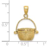 14K 3-D Nantucket Basket with Moveable Lid and Handle Charm - Image 3