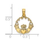 14K Engraved Claddagh In Scallop Circle Charm - Image 3