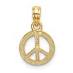 14K Flat Textured Mini Peace Sign Charm - Image 4