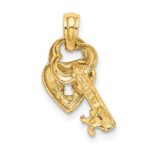 14K Moveable Dangling Heart Lock and Key Charm - Image 4
