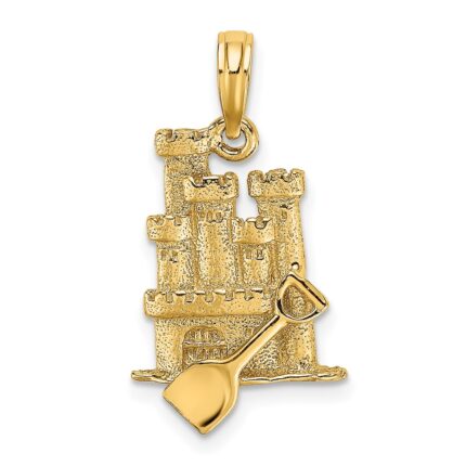 14K 3-D Sand Castle with Shovel Charm