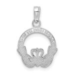 14K White Gold Polished Round Claddagh Charm - Image 4