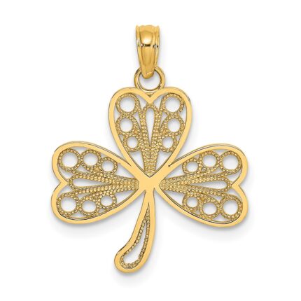 14K Filigree 3-Leaf Clover Charm