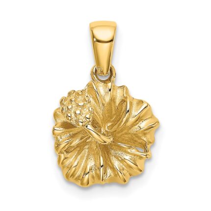 14K Textured Hibiscus Flower Charm