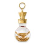 14K 3-D Gold Leaf In Glass Bottle Charm - Image 2