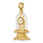 14K 3-D Enameled Moveable Clock In Glass Dome Charm - Image 4