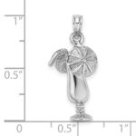 14K White Gold Polished Tropical Drink Charm - Image 3