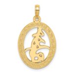 14K Chinese Love Symbol In Engraved Oval Frame Charm