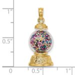 14K 3-D Glass Gumball Machine with Moveable Multi-colored Beads Pendant - Image 3