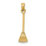 14K 3-D Leaf Rake Garden Tool Charm