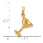 14K 3-D Polished Martini Glass Charm - Image 3
