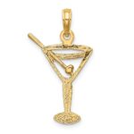 14K Polished Cut-Out Martini with Olive Charm - Image 4