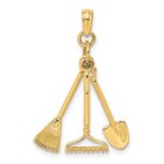 14K 3-D Moveable Garden Tool Collection Charm