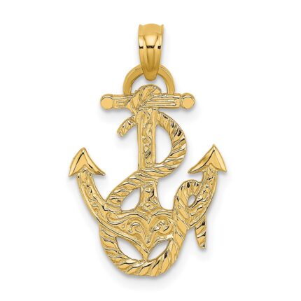 14K Polished Anchor and Rope Charm