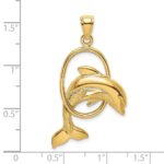 14K Large Polished Dolphin Jumping Through Hoop Charm - Image 3