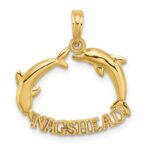 14K Polished NAGS HEAD with Jumping Dolphins Charm