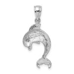14K White Gold Polished Jumping Dolphin Charm - Image 4