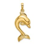 14K 2-D Polished Dolphin Jumping Charm