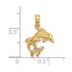 14K Polished 2-D Mini Double Dolphins Charm - Image 3