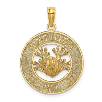 14K ANTIGUA W.I. Circle with Frog Charm