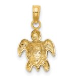 14K Textured Mini Sea Turtle Charm - Image 4