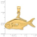 14K 3-D Polished Pompano Fish Charm - Image 3