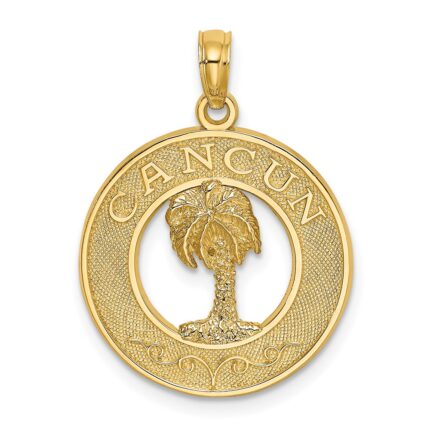 14K CANCUN with Palm Tree Circle Charm