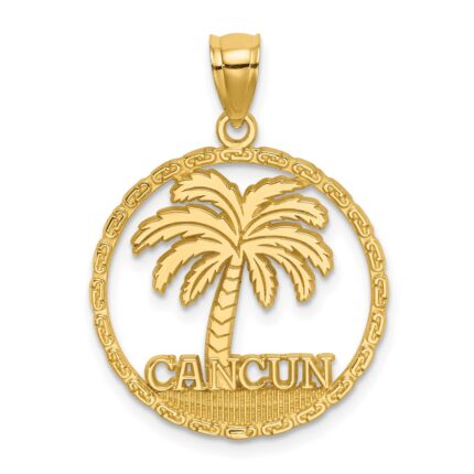14K CANCUN Palm Tree Circle Charm