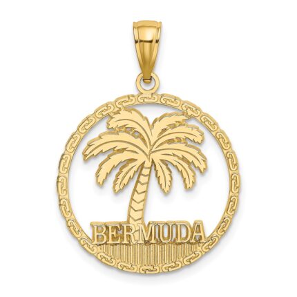 14K BERMUDA Palm Tree Round Charm