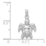 14K White Gold 2-D Textured Sea Turtle Charm - Image 3