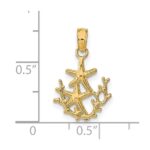 14K Textured Mini Double Starfish and Coral Charm - Image 3